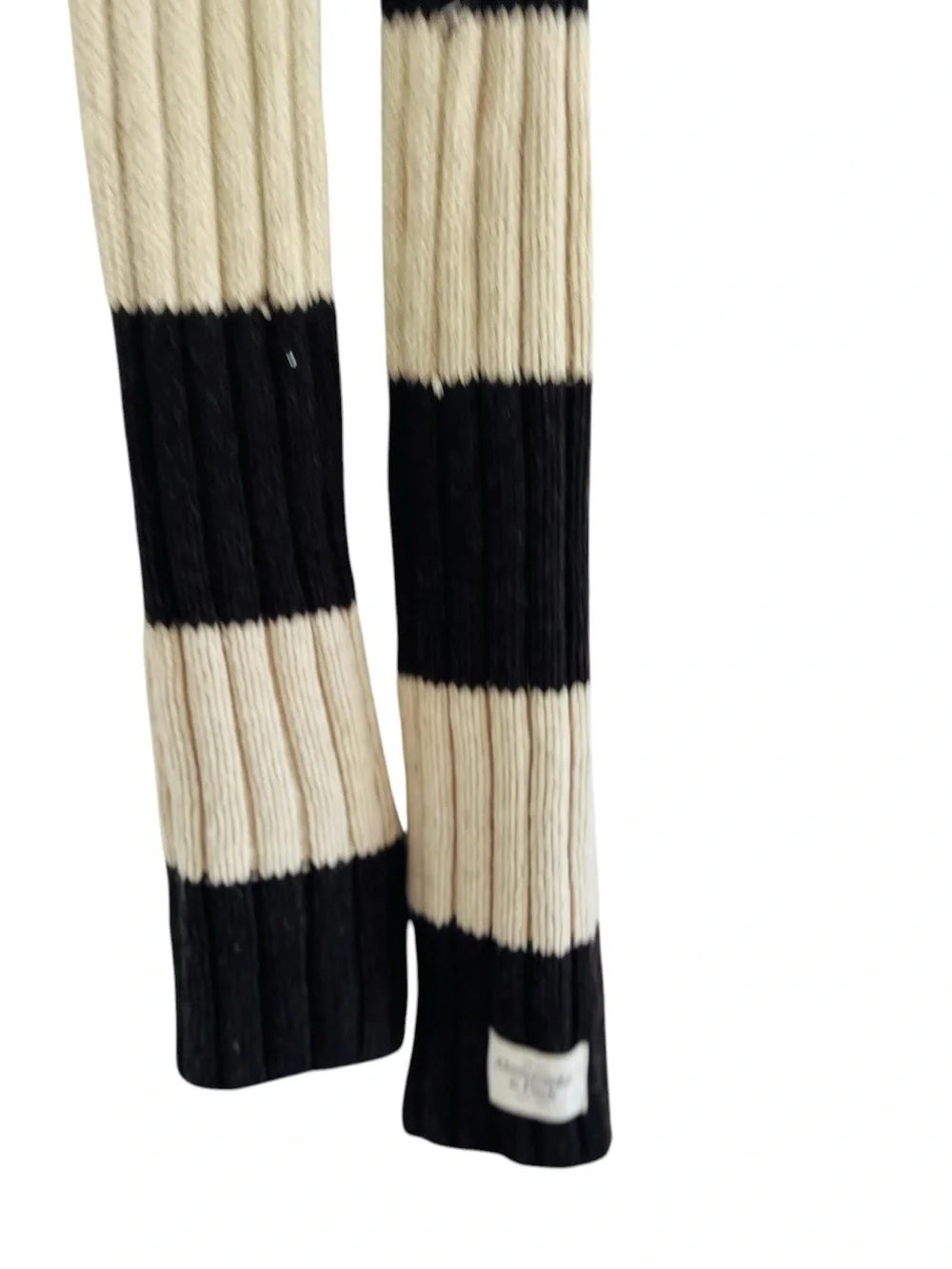 Abercrombie & Fitch Brown and Cream Striped Ribbed Knit Scarf